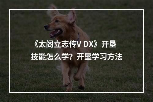 《太阁立志传V DX》开垦技能怎么学？开垦学习方法