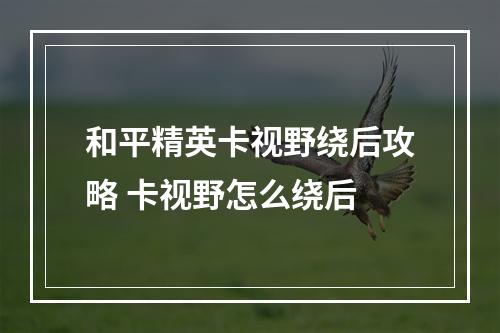 和平精英卡视野绕后攻略 卡视野怎么绕后