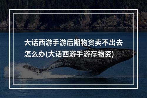 大话西游手游后期物资卖不出去怎么办(大话西游手游存物资)