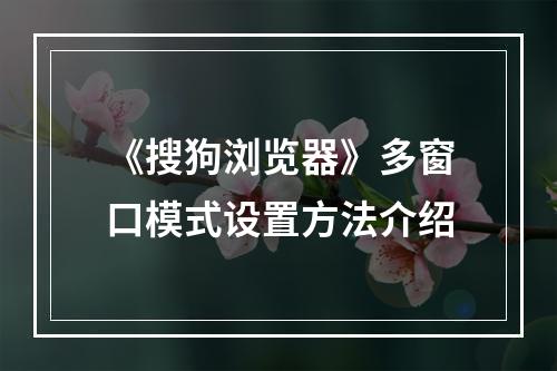 《搜狗浏览器》多窗口模式设置方法介绍