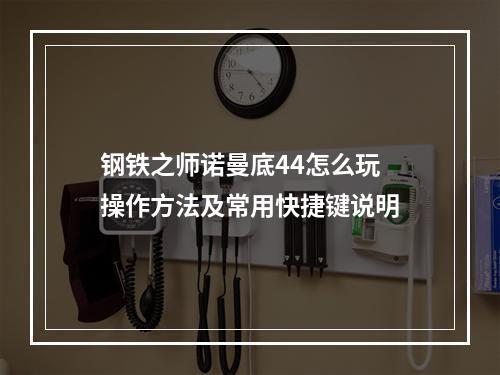 钢铁之师诺曼底44怎么玩 操作方法及常用快捷键说明