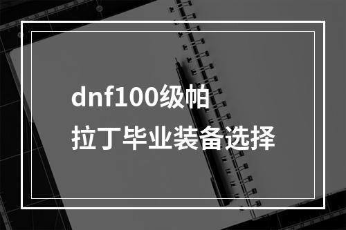 dnf100级帕拉丁毕业装备选择