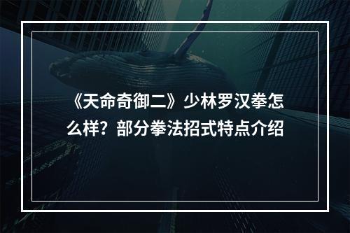 《天命奇御二》少林罗汉拳怎么样？部分拳法招式特点介绍