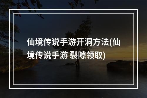 仙境传说手游开洞方法(仙境传说手游 裂隙领取)