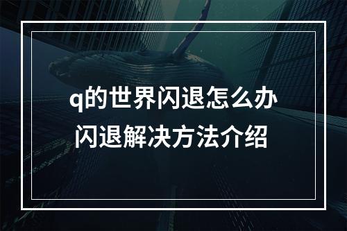 q的世界闪退怎么办 闪退解决方法介绍