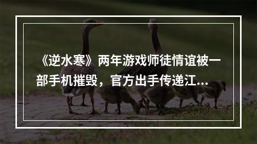 《逆水寒》两年游戏师徒情谊被一部手机摧毁，官方出手传递江湖温暖