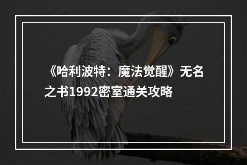 《哈利波特：魔法觉醒》无名之书1992密室通关攻略