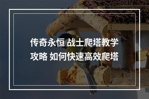 传奇永恒 战士爬塔教学攻略 如何快速高效爬塔