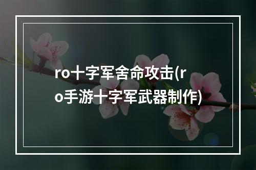 ro十字军舍命攻击(ro手游十字军武器制作)