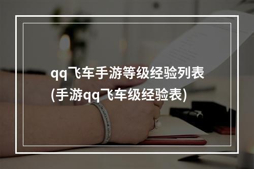 qq飞车手游等级经验列表(手游qq飞车级经验表)