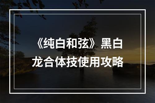 《纯白和弦》黑白龙合体技使用攻略