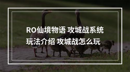 RO仙境物语 攻城战系统玩法介绍 攻城战怎么玩