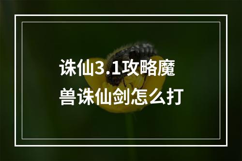 诛仙3.1攻略魔兽诛仙剑怎么打