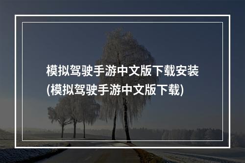 模拟驾驶手游中文版下载安装(模拟驾驶手游中文版下载)