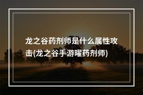 龙之谷药剂师是什么属性攻击(龙之谷手游曜药剂师)