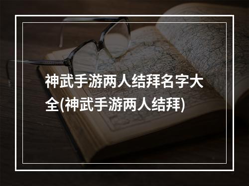 神武手游两人结拜名字大全(神武手游两人结拜)