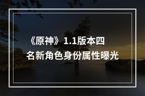 《原神》1.1版本四名新角色身份属性曝光