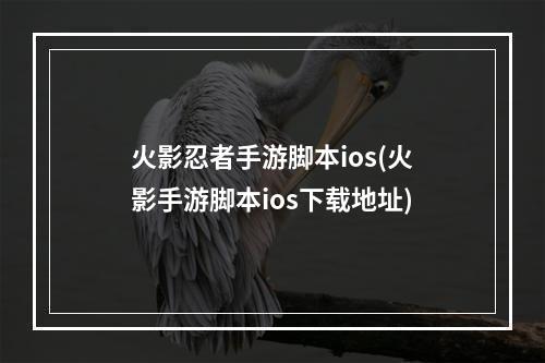 火影忍者手游脚本ios(火影手游脚本ios下载地址)