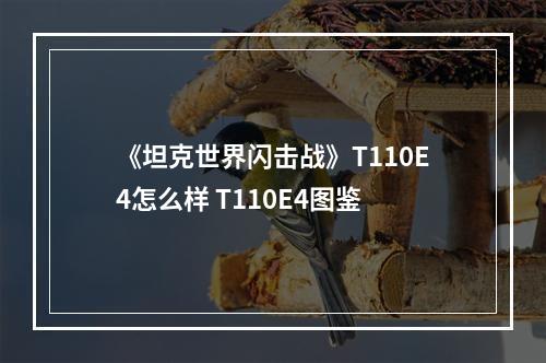 《坦克世界闪击战》T110E4怎么样 T110E4图鉴