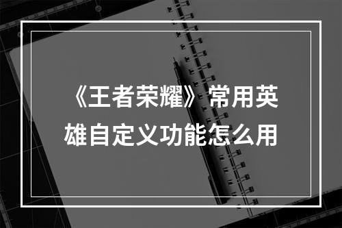 《王者荣耀》常用英雄自定义功能怎么用