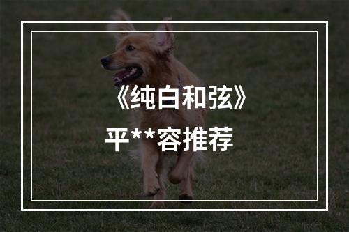 《纯白和弦》平**容推荐