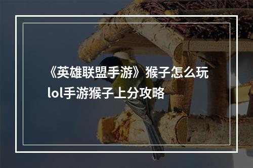 《英雄联盟手游》猴子怎么玩 lol手游猴子上分攻略