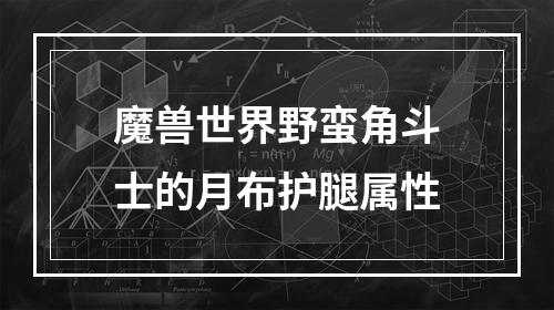 魔兽世界野蛮角斗士的月布护腿属性