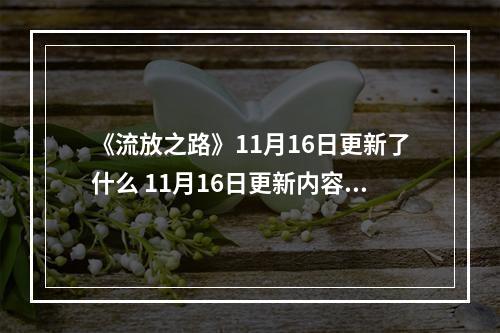 《流放之路》11月16日更新了什么 11月16日更新内容一览