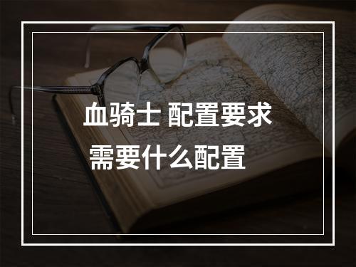 血骑士 配置要求 需要什么配置