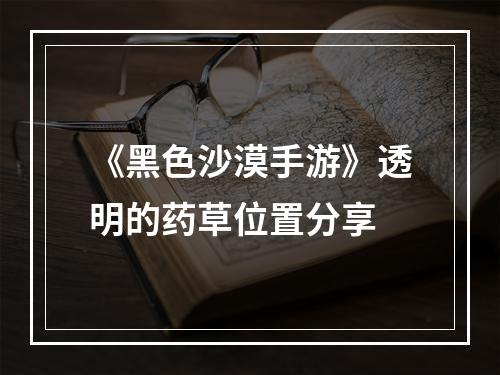 《黑色沙漠手游》透明的药草位置分享