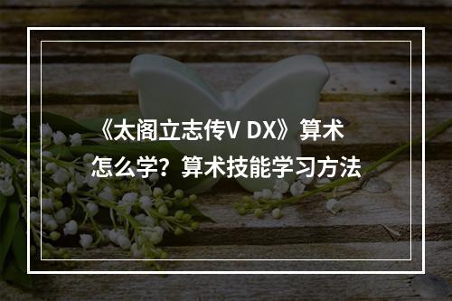 《太阁立志传V DX》算术怎么学？算术技能学习方法