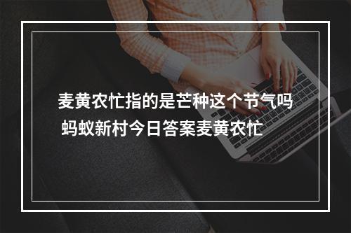 麦黄农忙指的是芒种这个节气吗 蚂蚁新村今日答案麦黄农忙