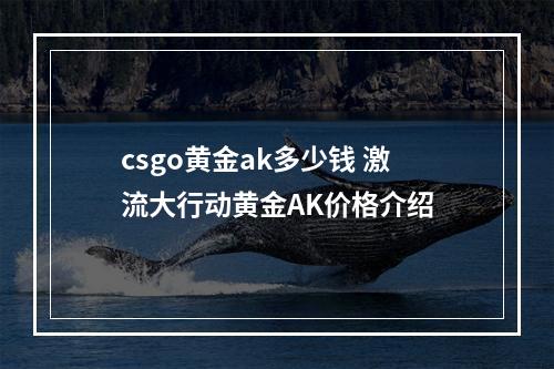 csgo黄金ak多少钱 激流大行动黄金AK价格介绍