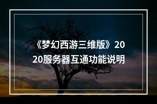 《梦幻西游三维版》2020服务器互通功能说明