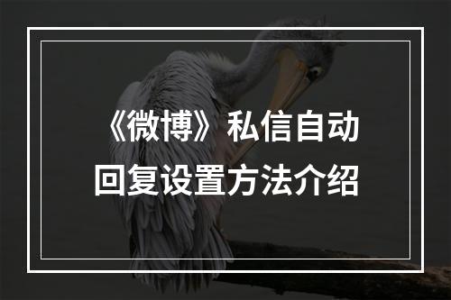 《微博》私信自动回复设置方法介绍