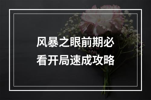 风暴之眼前期必看开局速成攻略