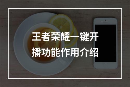 王者荣耀一键开播功能作用介绍