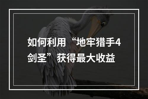 如何利用“地牢猎手4剑圣”获得最大收益