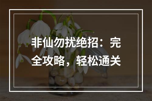 非仙勿扰绝招：完全攻略，轻松通关