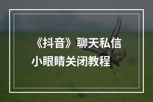 《抖音》聊天私信小眼睛关闭教程