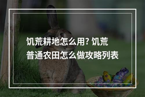 饥荒耕地怎么用? 饥荒普通农田怎么做攻略列表