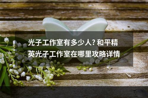 光子工作室有多少人? 和平精英光子工作室在哪里攻略详情