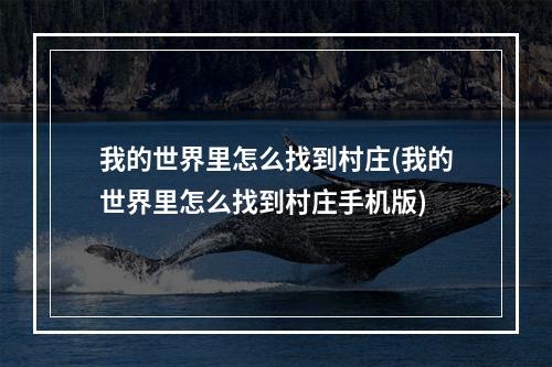 我的世界里怎么找到村庄(我的世界里怎么找到村庄手机版)