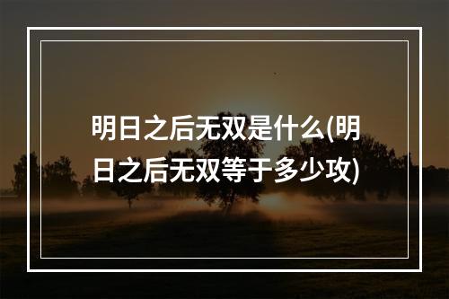 明日之后无双是什么(明日之后无双等于多少攻)