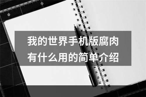 我的世界手机版腐肉有什么用的简单介绍