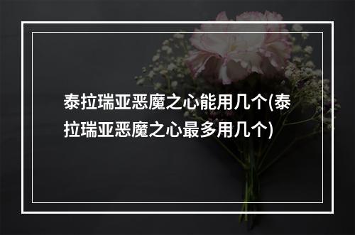 泰拉瑞亚恶魔之心能用几个(泰拉瑞亚恶魔之心最多用几个)