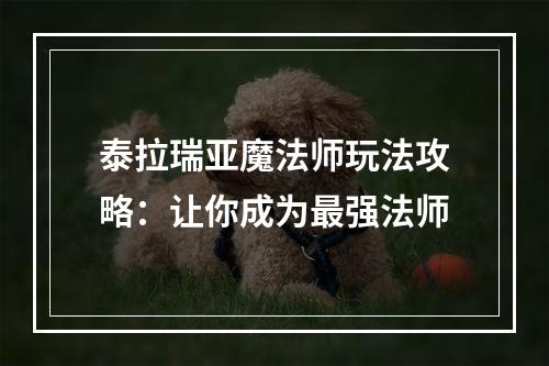 泰拉瑞亚魔法师玩法攻略：让你成为最强法师