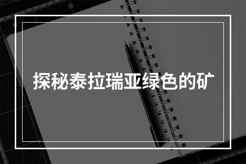 探秘泰拉瑞亚绿色的矿