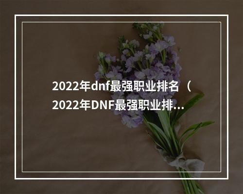 2022年dnf最强职业排名（2022年DNF最强职业排名：让你更了解这个游戏世界！）