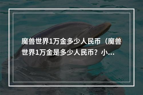 魔兽世界1万金多少人民币（魔兽世界1万金是多少人民币？小白玩家必读攻略）